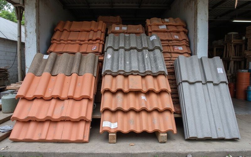 Various roofing materials including clay tiles metal sheets and concrete tiles commonly used in Malaysian homes