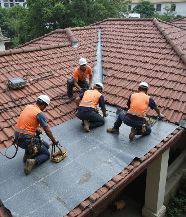 Roofing team working on residential roof repair in Petaling Jaya Malaysia